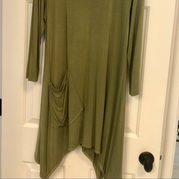 Olive Green Cotton Dress. L - Picture 2 of 2